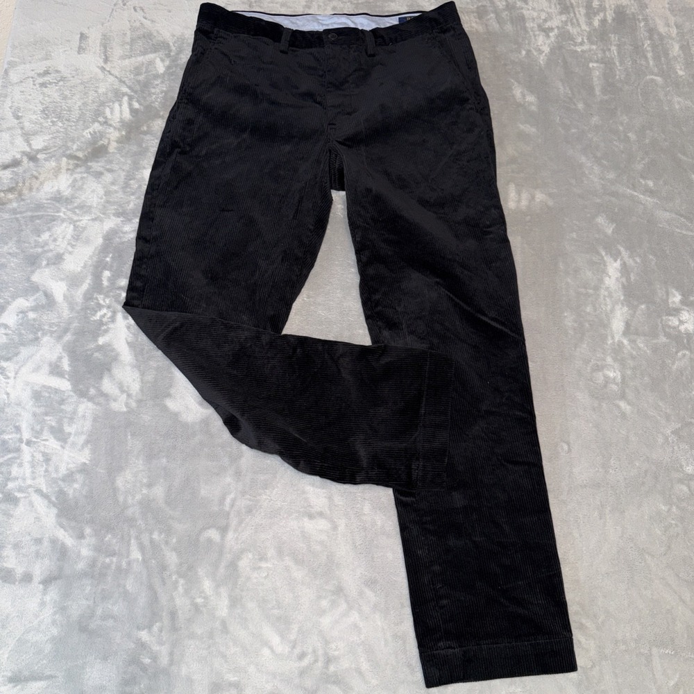 Polo Ralph Lauren Bedford Corduroy Pants Mens 32x30 Black  Stretch Straight‎ Ivy